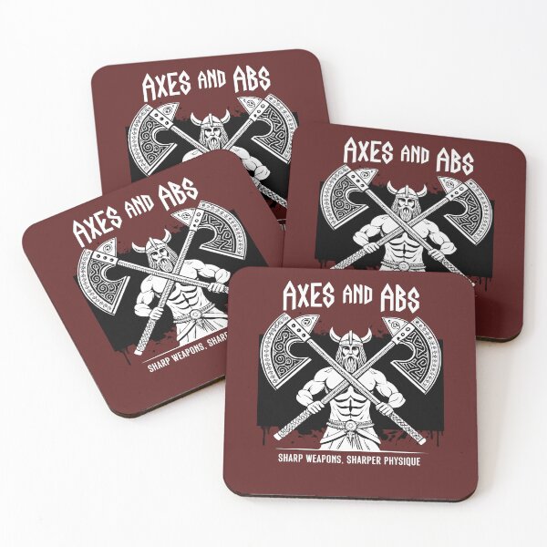 Item preview, Viking Warrior with Axes and Abs – Norse Fitness Graphic designed and sold by FocusedPatterns.