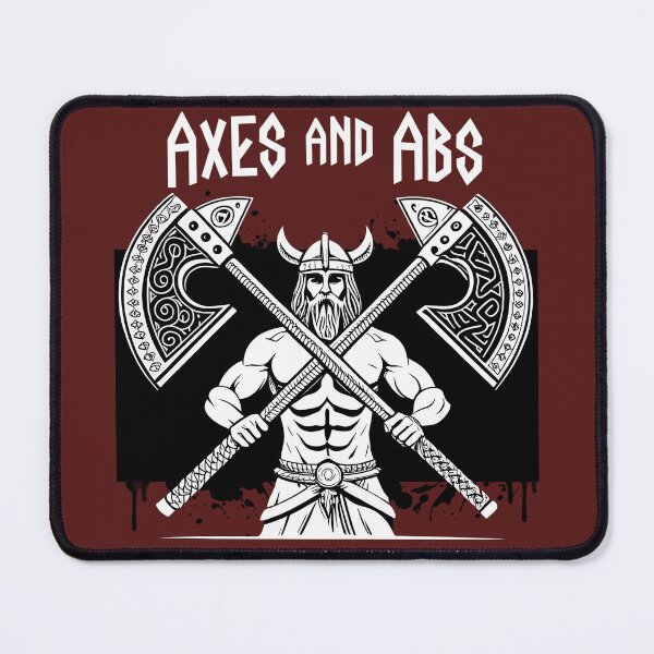 Item preview, Viking Warrior with Axes and Abs – Norse Fitness Graphic designed and sold by FocusedPatterns.