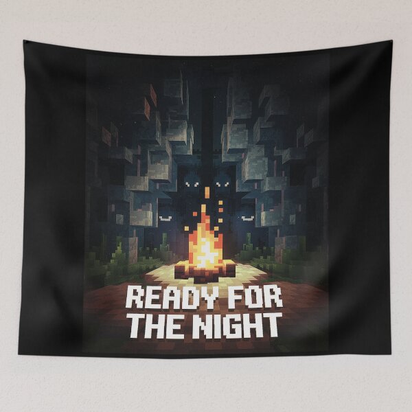 Item preview, Ready for the Night Campfire Design for Minecraft Fans and Sandbox Game Adventurers designed and sold by pixelpopplanet.