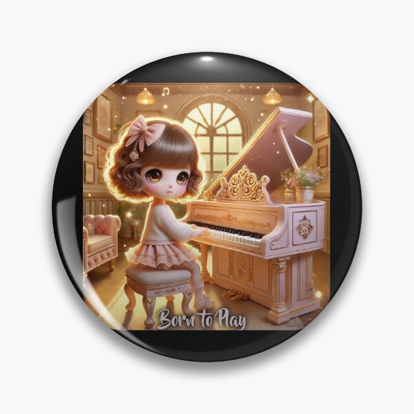 Item preview, Born to Play Piano - Luxurious 3D Chibi Girl Design designed and sold by MySheetMusicArt.