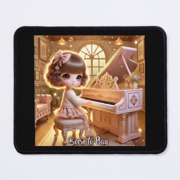Item preview, Born to Play Piano - Luxurious 3D Chibi Girl Design designed and sold by MySheetMusicArt.