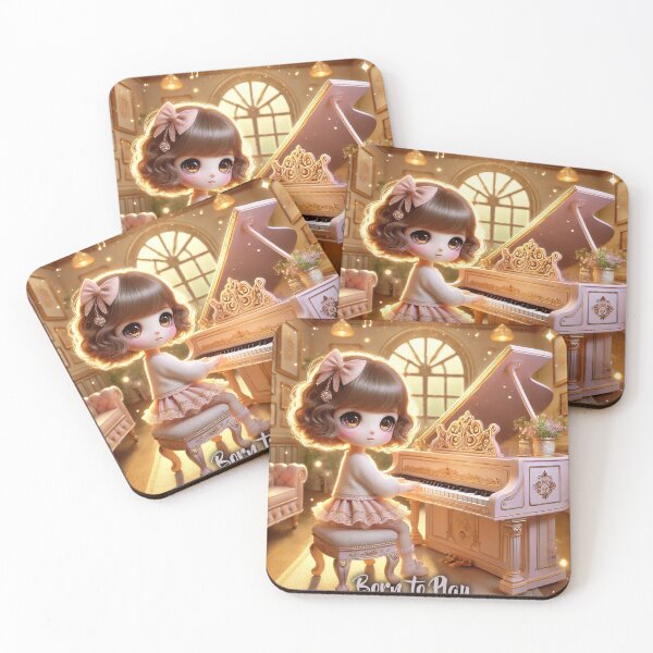 Item preview, Born to Play Piano - Luxurious 3D Chibi Girl Design designed and sold by MySheetMusicArt.