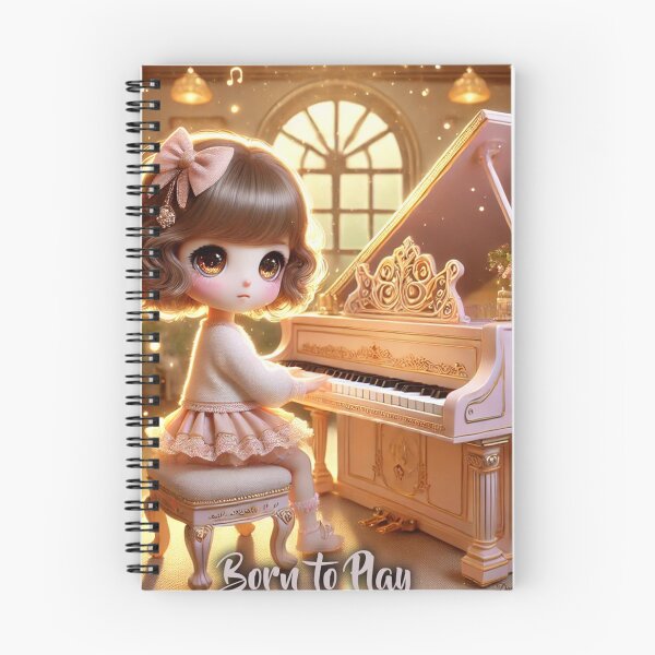 Item preview, Born to Play Piano - Luxurious 3D Chibi Girl Design designed and sold by MySheetMusicArt.