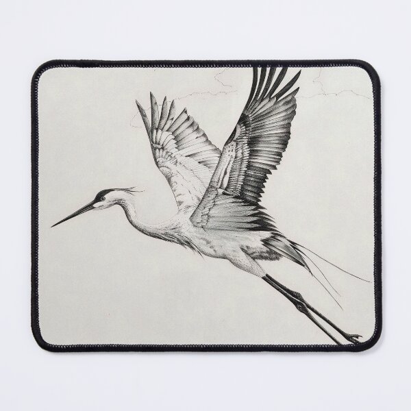 Item preview, Black and White Crane Pencil Drawing designed and sold by Pencil-Art.