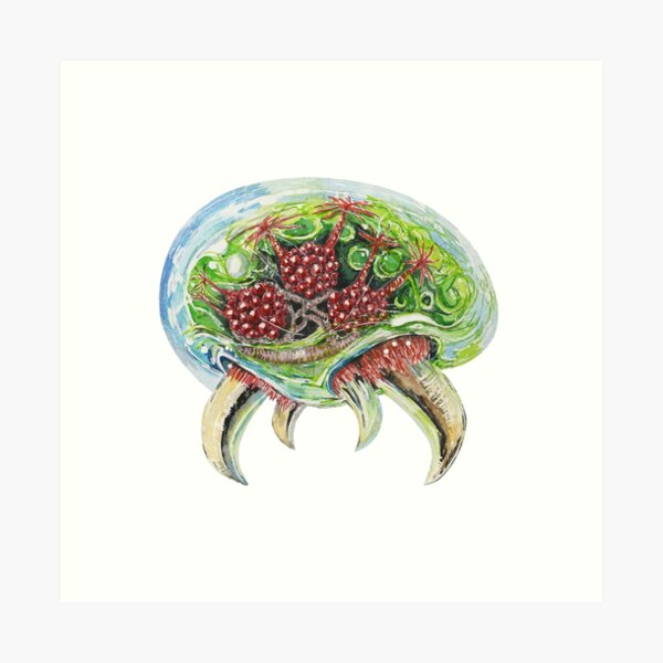 Item preview, Metroid alien larva watercolor illustration. Alien species creature design designed and sold by IFofito23.