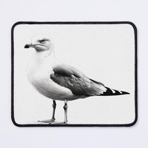 Item preview, Black and White Seagull Pencil Drawing designed and sold by Pencil-Art.