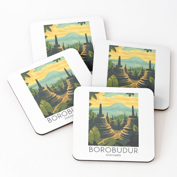Item preview, A Vintage Travel Poster of Borobudur - Indonesia designed and sold by GoodOldVintage.