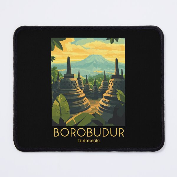 Item preview, A Vintage Travel Poster of Borobudur - Indonesia designed and sold by GoodOldVintage.