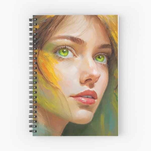 Item preview, Beautiful Young Woman Face with Green Eyes Art | Digitally Handmade Drawing Painting designed and sold by FilipeFerreira.
