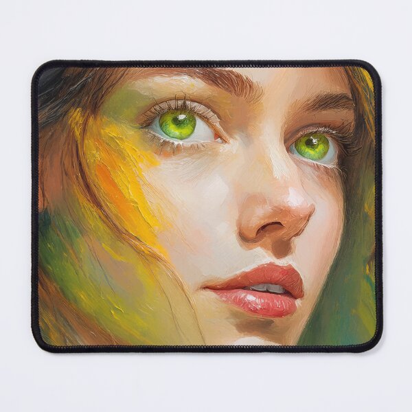 Item preview, Beautiful Young Woman Face with Green Eyes Art | Digitally Handmade Drawing Painting designed and sold by FilipeFerreira.