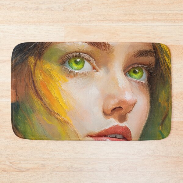 Item preview, Beautiful Young Woman Face with Green Eyes Art | Digitally Handmade Drawing Painting designed and sold by FilipeFerreira.