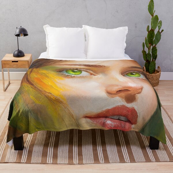 Item preview, Beautiful Young Woman Face with Green Eyes Art | Digitally Handmade Drawing Painting designed and sold by FilipeFerreira.