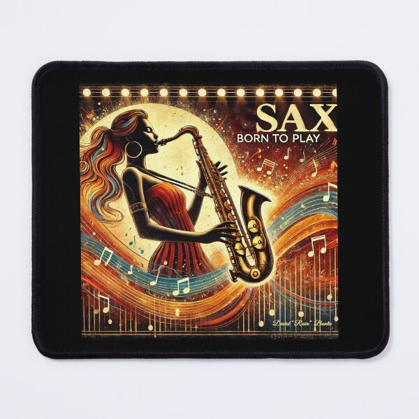 Item preview, Born to Play Sax - Elegant Jazz Lady Artwork designed and sold by MySheetMusicArt.