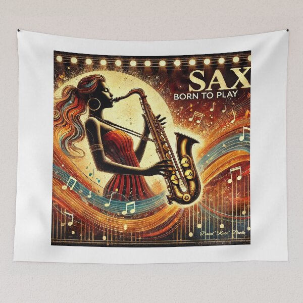 Item preview, Born to Play Sax - Elegant Jazz Lady Artwork designed and sold by MySheetMusicArt.