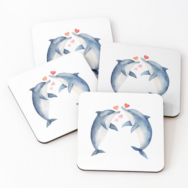 Item preview, Watercolor dolphins, watercolor dolphin, valentine day, love, adorable animals designed and sold by Victoria Riabov.