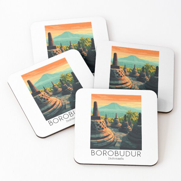 Item preview, A Vintage Travel Poster of Borobudur - Indonesia designed and sold by GoodOldVintage.
