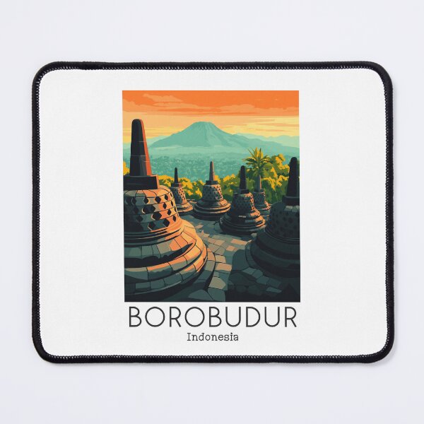 Item preview, A Vintage Travel Poster of Borobudur - Indonesia designed and sold by GoodOldVintage.