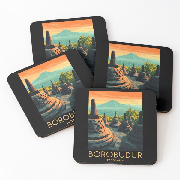 Item preview, A Vintage Travel Poster of Borobudur - Indonesia designed and sold by GoodOldVintage.