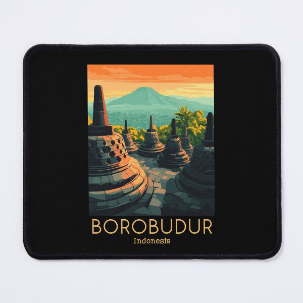 Item preview, A Vintage Travel Poster of Borobudur - Indonesia designed and sold by GoodOldVintage.