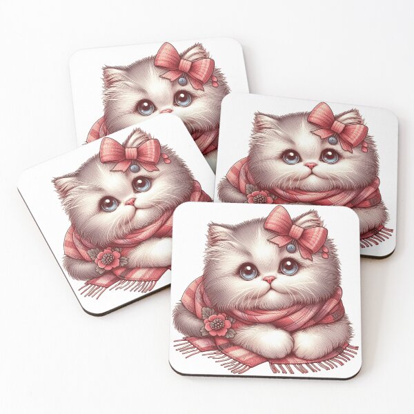 Item preview, Adorable sweet kitty with pink bow designed and sold by nicnacc.