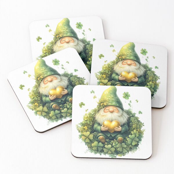 Item preview, Cute St. Patrick’s Day Gnome with Gold Heart & Clovers: Adorable Digital Clip Art designed and sold by AnnDesignStudio.