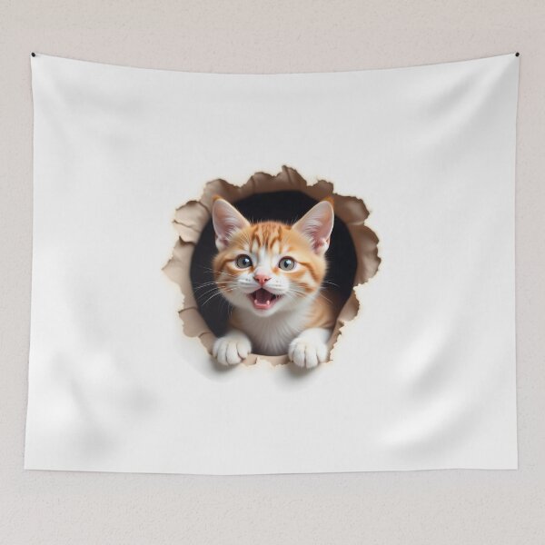 Item preview, Playful Cat Peeking Through: A Depth Illusion Art designed and sold by Eiadlight.