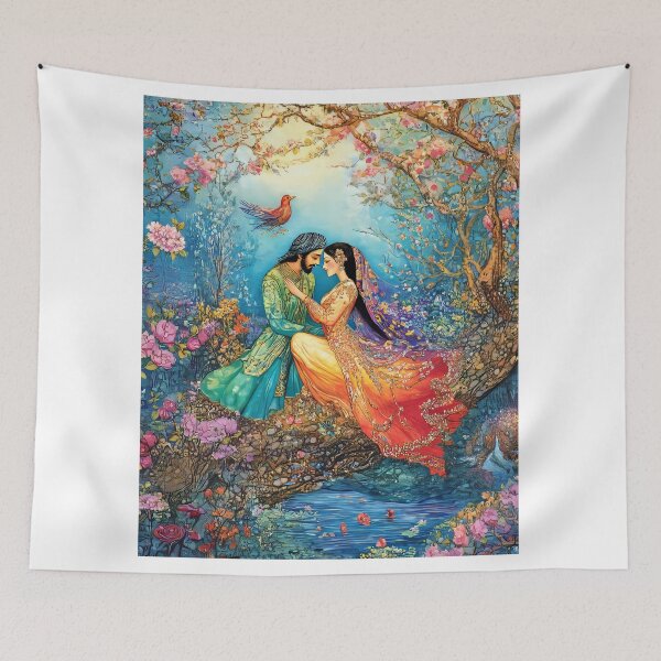 Item preview, Romantic Scene in Persian-Style Art designed and sold by PersiaArts.