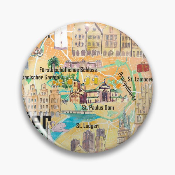 Item preview, Münster Westphalia Illustrated Map with Roads and Tourist Highlights designed and sold by artshop77.