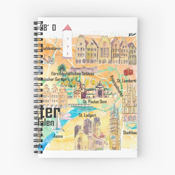 Item preview, Münster Westphalia Illustrated Map with Roads and Tourist Highlights designed and sold by artshop77.