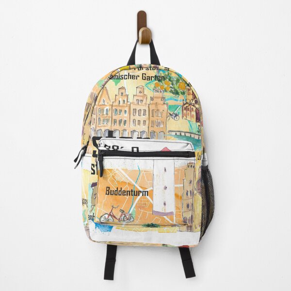 Item preview, Münster Westphalia Illustrated Map with Roads and Tourist Highlights designed and sold by artshop77.