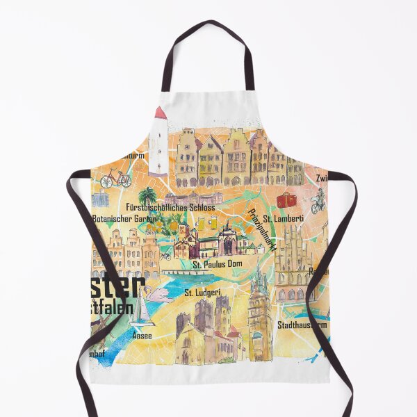 Item preview, Münster Westphalia Illustrated Map with Roads and Tourist Highlights designed and sold by artshop77.