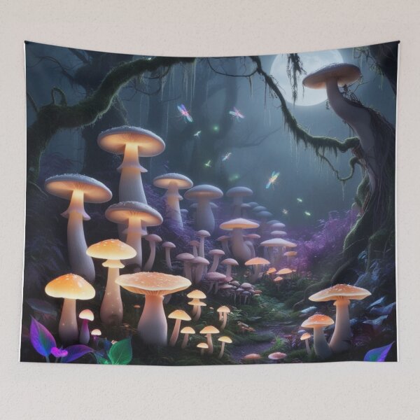 Item preview, Glowing Path Through Mushroom Forest designed and sold by Dream Output .