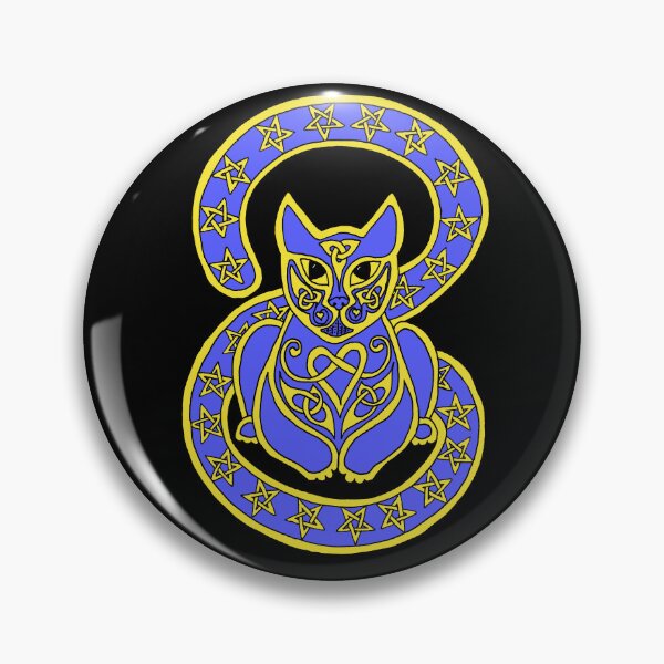 Item preview, Celtic Cat 87 Starry Gold on Blue designed and sold by ingridthecrafty.