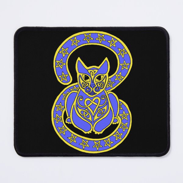 Item preview, Celtic Cat 87 Starry Gold on Blue designed and sold by ingridthecrafty.