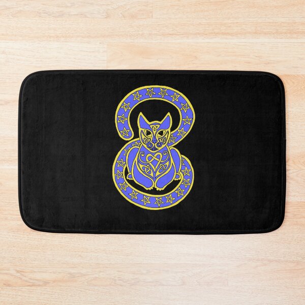 Item preview, Celtic Cat 87 Starry Gold on Blue designed and sold by ingridthecrafty.
