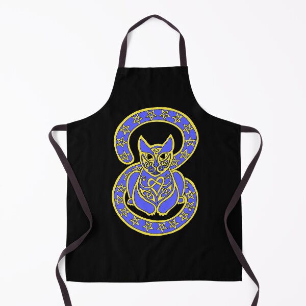 Item preview, Celtic Cat 87 Starry Gold on Blue designed and sold by ingridthecrafty.