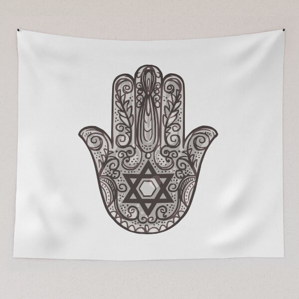 Item preview, Star of David hamsa hand - black and grey  designed and sold by jessicaleah15.