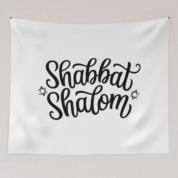 Item preview, black shabbat shalom - cursive  designed and sold by jessicaleah15.