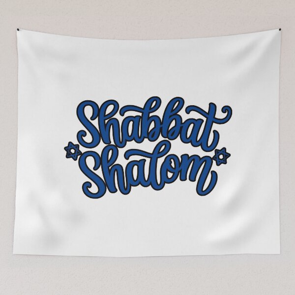 Item preview, navy blue and black outline shabbat shalom cursive  designed and sold by jessicaleah15.