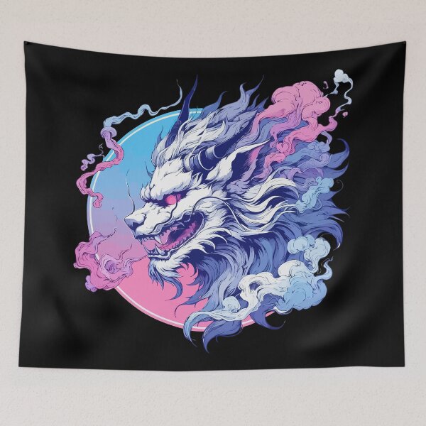 Item preview, Lion Oni Yokai Demon Pink Purple designed and sold by TomFrontierArt.