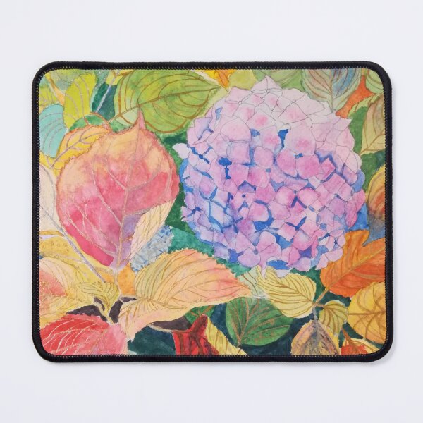 Item preview, Pink hydrangea with autumn leaves painting.  designed and sold by esvb.