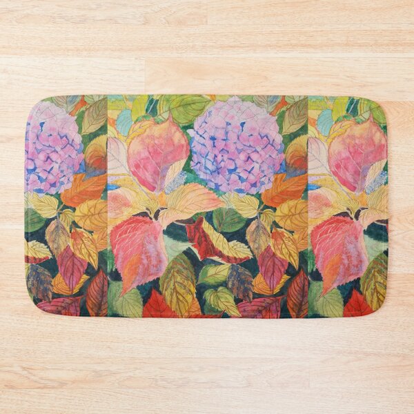 Item preview, Pink hydrangea with autumn leaves painting.  designed and sold by esvb.
