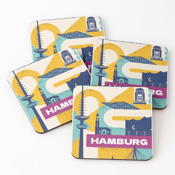 Item preview, Hamburg Skyline Retro Poster designed and sold by strixvariaart.