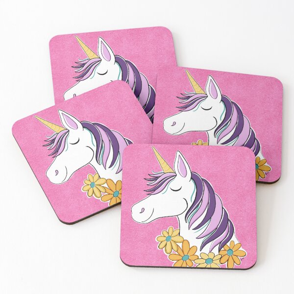 Item preview, Unicorn Magical Fantasy Cute Pink Purple Daisies  designed and sold by Art by Jess.