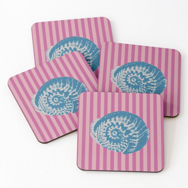 Item preview, Blue seashell pink stripes designed and sold by BubbleCut.
