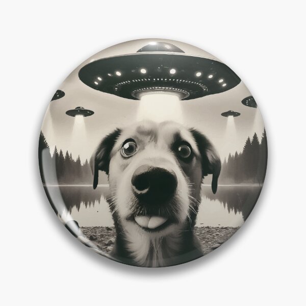 Item preview, Funny Dog Selfie With Flying Saucers UFO  designed and sold by TomFrontierArt.