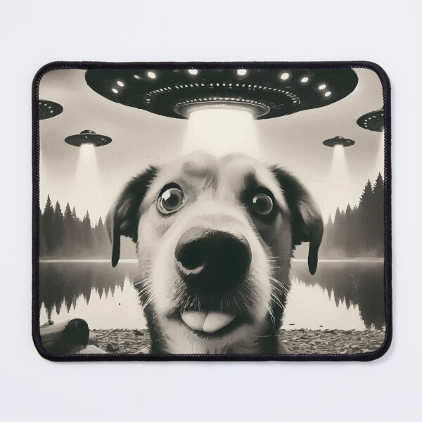 Item preview, Funny Dog Selfie With Flying Saucers UFO designed and sold by TomFrontierArt.