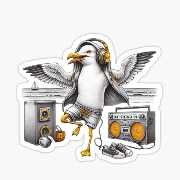Item preview, Dancing Seagull Wading Bird with Music System on the Beach designed and sold by Wattvogel.