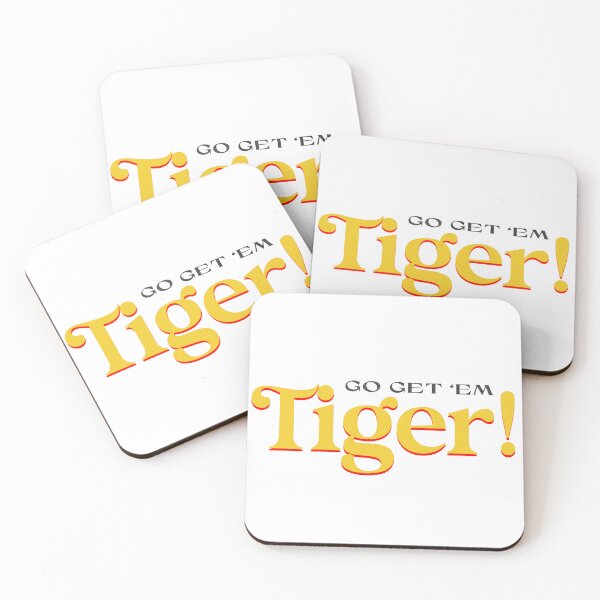 Item preview, Go Get ’Em Tiger! Mustard Yellow and Red Motivational Football Fan Design designed and sold by Stickers by @molllyclare.
