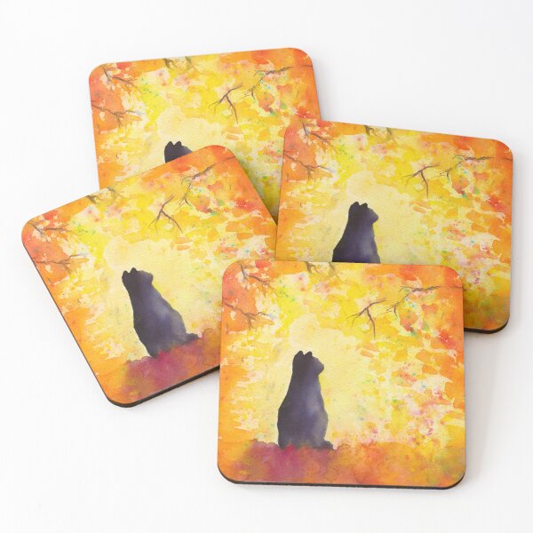 Item preview, Cat in fall foliage watercolor painting designed and sold by KarenKaspar.